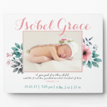 Floral Birth Announcement with Bible Verse