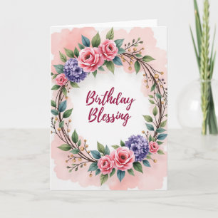 Floral Birthday Blessing Card