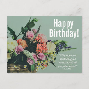 Floral Birthday Blessing Postcard