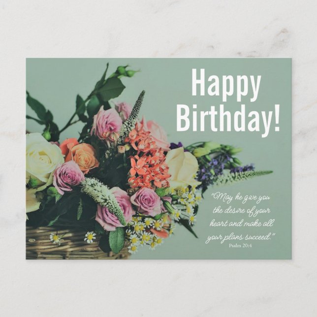 Floral Birthday Blessing Postcard (Front)