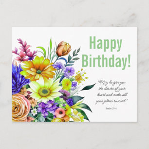 Floral Birthday Blessing Postcard