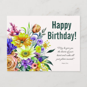 Floral Birthday Blessing Postcard