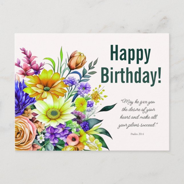 Floral Birthday Blessing Postcard (Front)