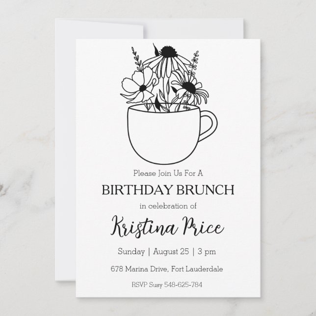 floral birthday brunch invitation (Front)