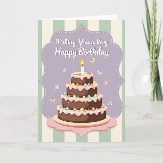 Floral Birthday Cake Card (Front)