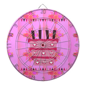 Floral Birthday Cake for Her/Girls Art Print Dartboard