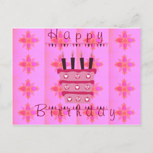 Floral Birthday Cake for Her/Girls Art Print Postcard