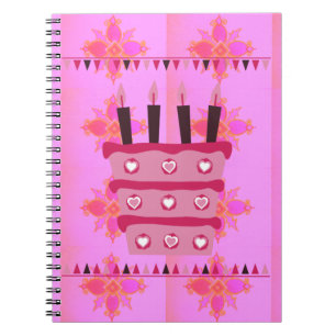 Floral Birthday Cake for Her/Girls Art Print Spiral Notebook