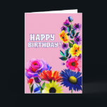 FLORAL birthday card for mom, grandmother<br><div class="desc">Flowers birthday card for mom,  mom,  grandmother,  daughter,  grandma,  floral pink birthday card!</div>