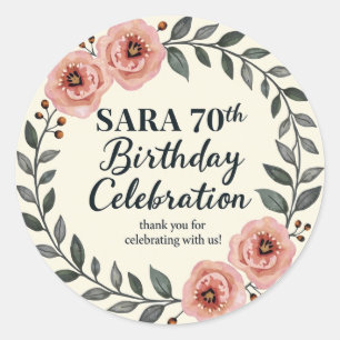 Floral birthday celebration  classic round sticker