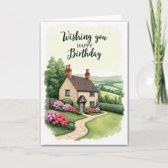 Floral Birthday Cottage Card (Front)