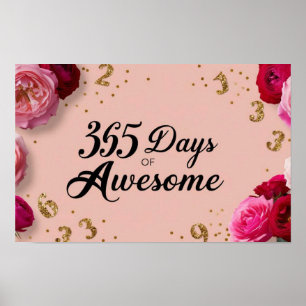 Floral birthday countdown pink poster