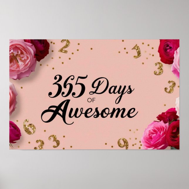 Floral birthday countdown pink poster (Front)