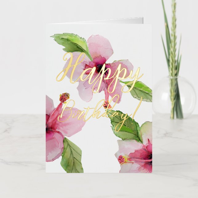 Floral Birthday Foil Holiday Card (Front)