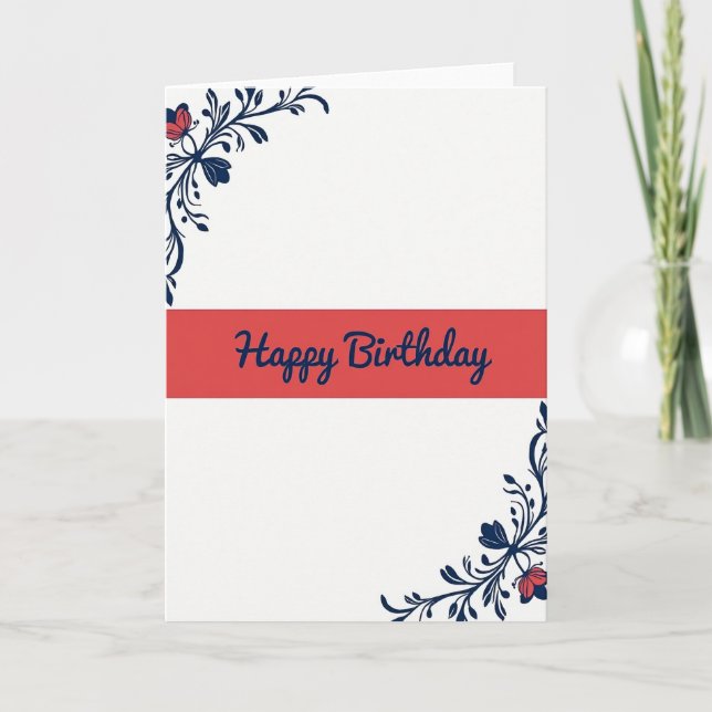 Floral Birthday Indigo Card (Front)