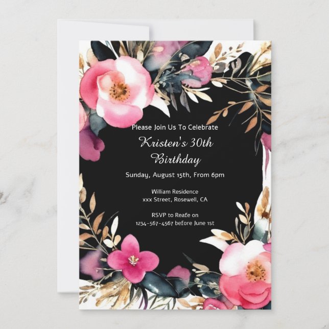 Floral Birthday Invitation (Front)