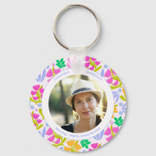 Floral birthday love quote photo heart  key ring