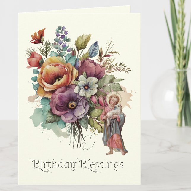 Floral Birthday Religious Jesus Christian Thank You Card (Creator Uploaded)