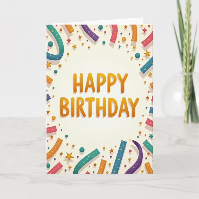 Floral Birthday Ribbons Card (Front)