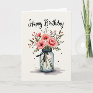 Floral Birthday Sketch Card