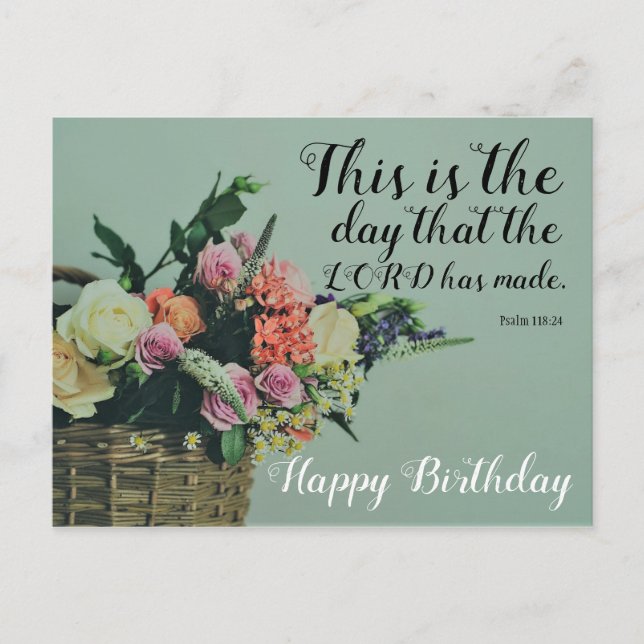 Floral Birthday This is the day Postcard (Front)