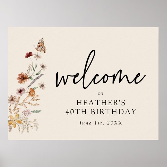 Floral Birthday Welcome Poster (Front)