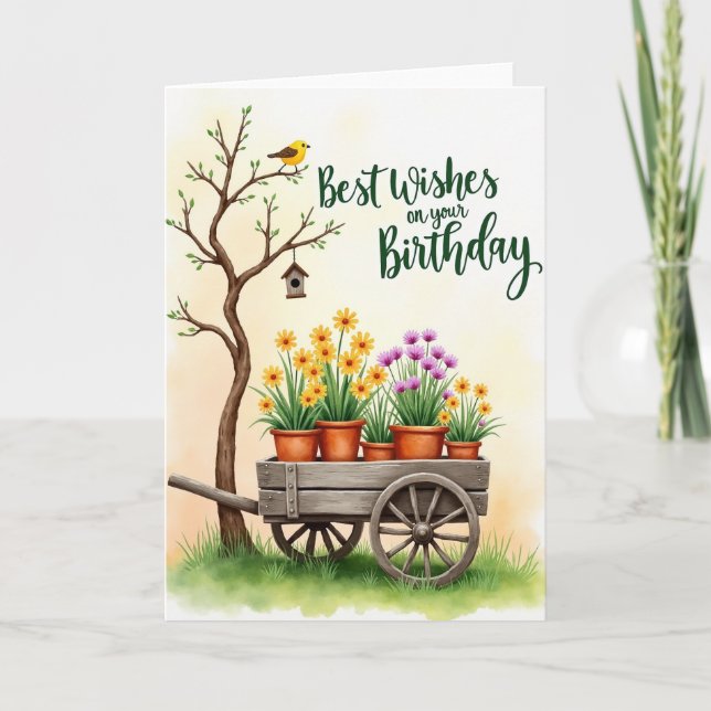 Floral Birthday Wheelbarrow Card (Front)
