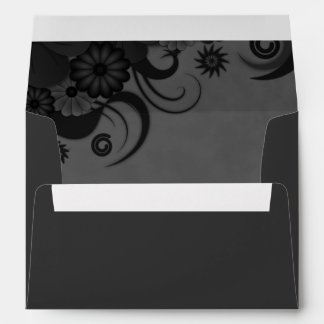 Floral Black and Grey Elegant Custom Envelopes