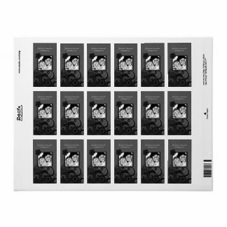 Floral Black and Grey Photo Gothic Favour Labels