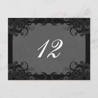 Floral Black and Grey Reception Table Number Cards