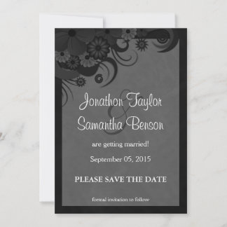 Floral Black and Grey Save The Date Announcements