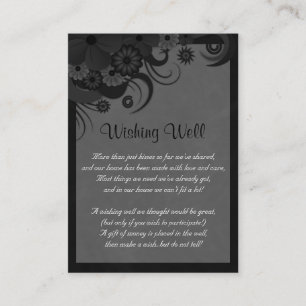 Floral Black and Grey Wedding Wishing Well Enclosure Card