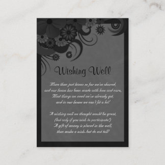 Floral Black and Grey Wedding Wishing Well Enclosure Card