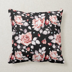 Floral Black and Pink Cushion