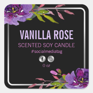 Floral Black And Purple Product Labels