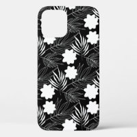 Floral black and white background