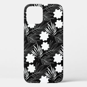 Floral black and white background iPhone 12 case