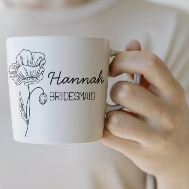 Floral Black And White Bridesmaid Personalised Cof Coffee Mug (Creator Uploaded)