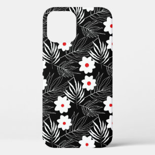 Floral black and white iPhone 12 case