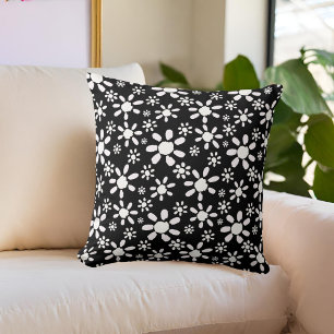Floral Black and White Elegant Stylish Cushion