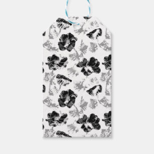 Floral, black and white gift tags