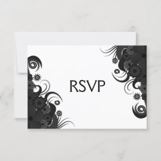 Floral Black and White Gothic RSVP Response Cards