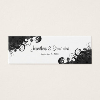 Floral Black and White Gothic Wedding Favour Tags