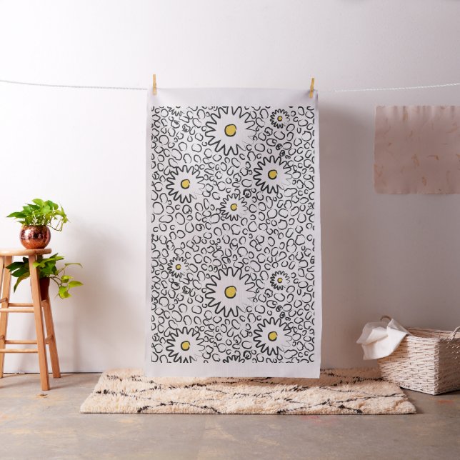 Floral Black and White Pattern Fabric (In Situ)