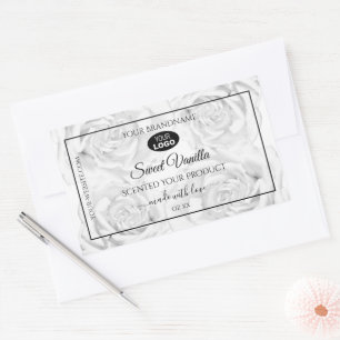Floral Black and White Product Package Labels Logo