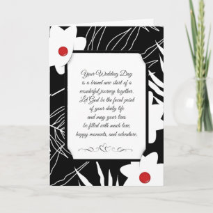 Floral Black and White Religious Wedding Card