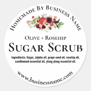 Floral Black And White Sugar Scrub Labels