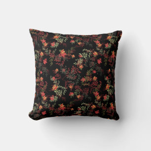 Floral Black Background Seamless Pattern Cushion