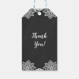 Floral Black Chalkboard & Lace Country Wedding Gift Tags