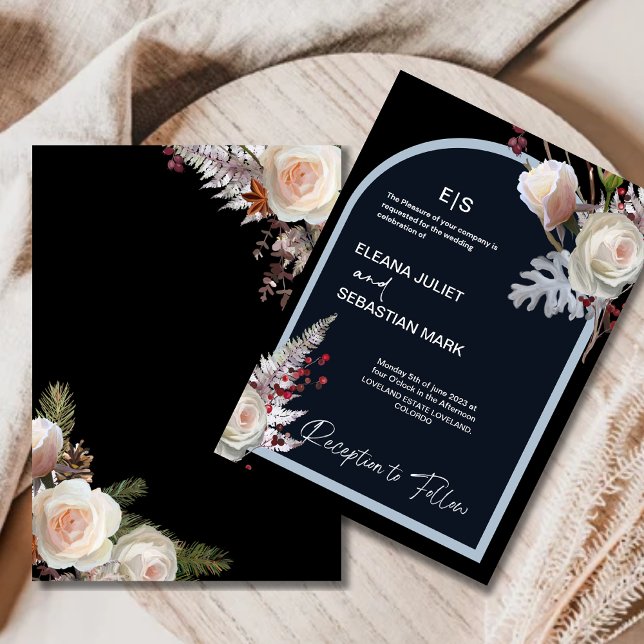 Floral Black Elegent Wedding Invitation (Creator Uploaded)